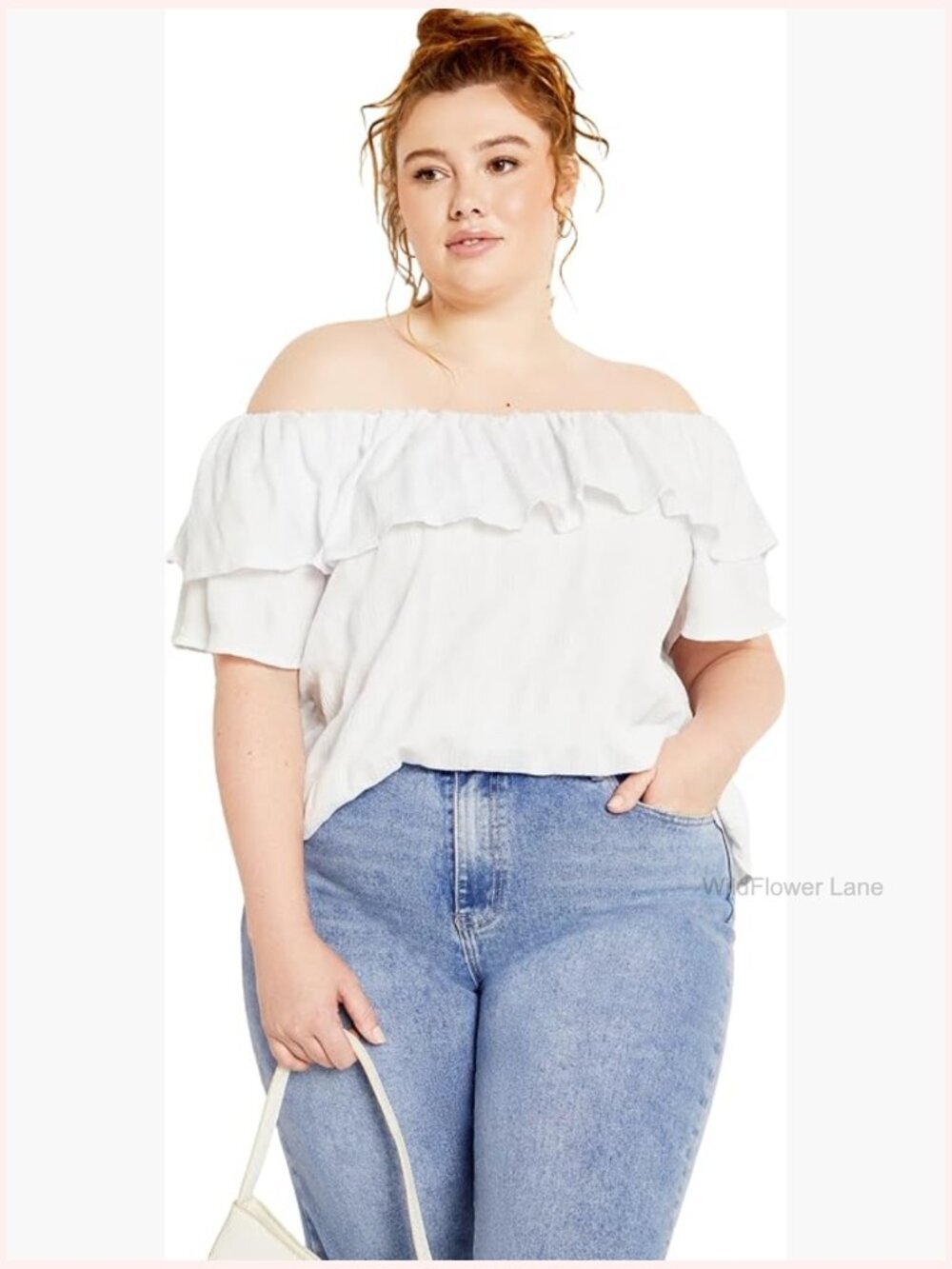 Off Shoulder Ruffle Blouse Plus Size Peasant Top